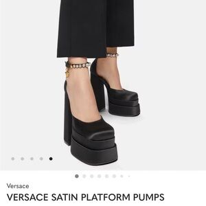 VERSACE SATIN PLATFORM PUMPS, size 38